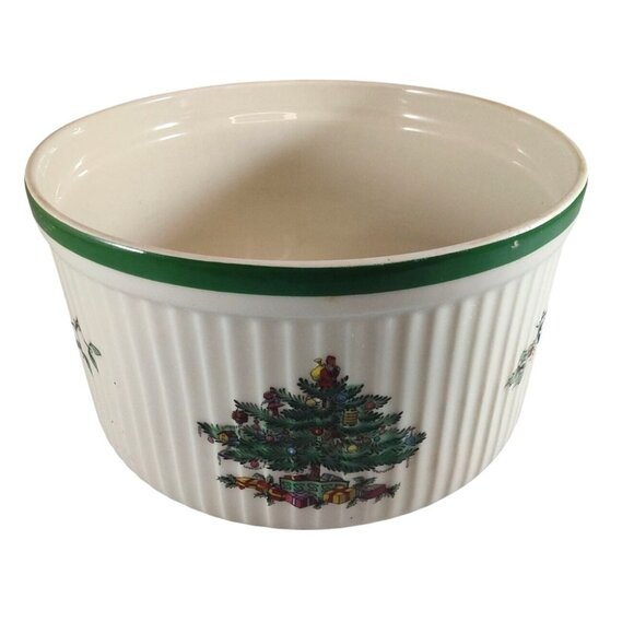 Spode Christmas Tree Oven To Table Round Souffle 7" Casserole Dish - Picture 1 of 10